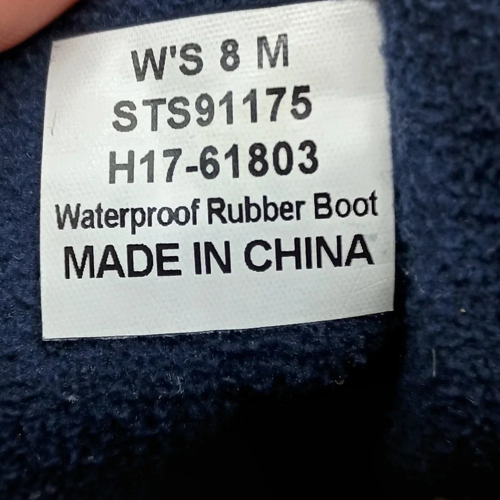 Sperry Saltwater Duck Boots Navy Brown Waterproof Rain Boots STS91175 Womens 8 M